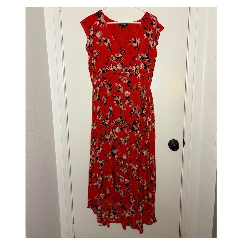 Jessica Simpson Red Floral Midi Dress